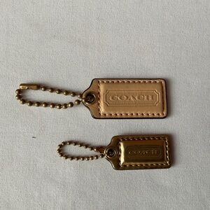 Coach 2 Beige And Gold Leather Purse Key Bag Charms
